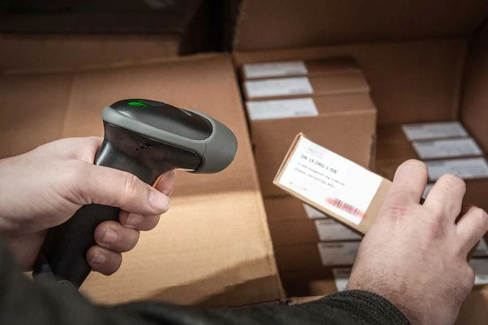 Assmann elektroninis DIGITUS 2D Bluetooth brūkšninių kodų skaitytuvas 200 nuskaitymo per sek. su laikikliu
