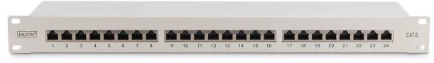 Assmann Electronic DIGITUS Patch Panel 19inch 24Port Cat6 ekranuotas pilkas RAL7035 kabelio montavimas apie LSA