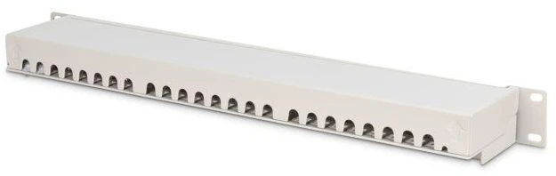 Digitus komutacinis skydas 19'' 24x RJ45, LSA jungtys, cat.6, ekranuotas, 1U, pilkas, su kabelių tvarkykle