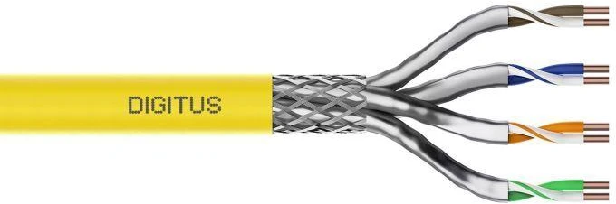 DIGITUS montavimo kabelis kat.7A, S/FTP, Dca, AWG22/1, LSOH, 500m, geltonas, ritė