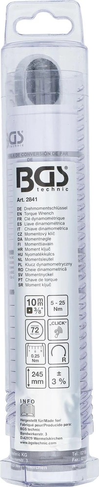 DINAMOMETRINIS RAKTAS | 10 MM (3/8") | 5–25 NM (2841)
