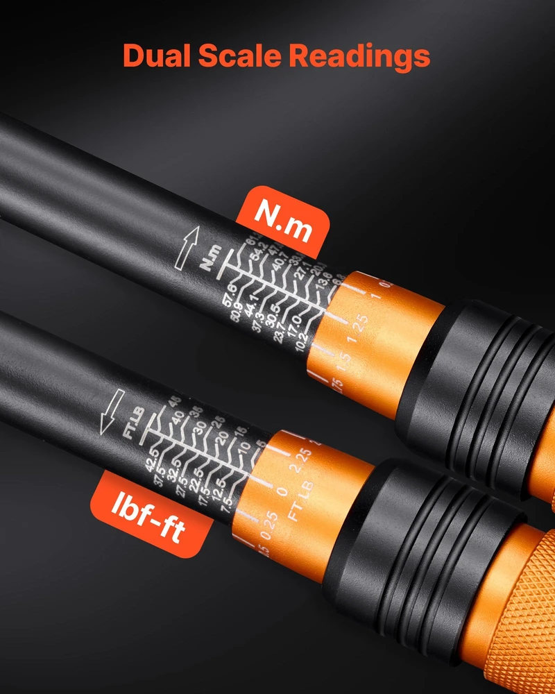 Dinamometrinis raktas VEVOR 5-45ft.lb, 3/8", 6,8–61,2 Nm