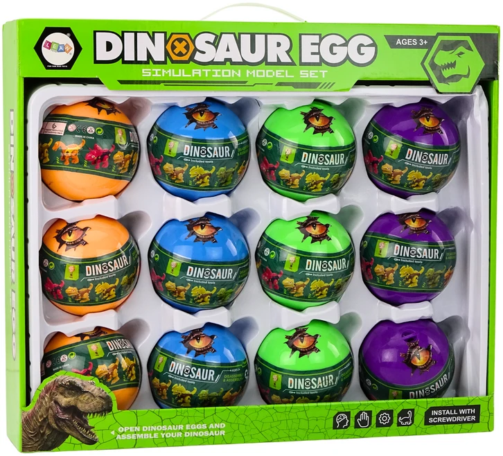 Dinozaurų kiaušinių rinkinys Lean Toys, 12 vnt.
