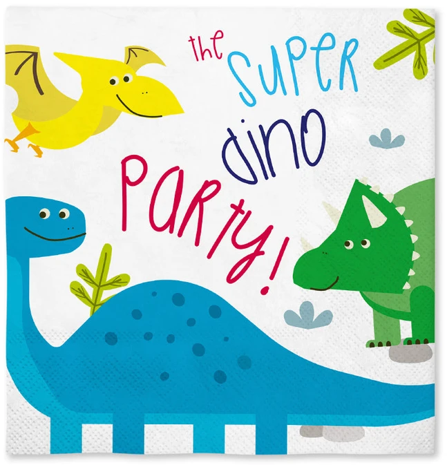 Dinozaurų servetėlės 33 x 33 cm – Vakarėlio dekoracijos