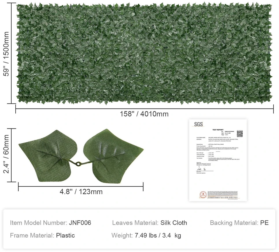 VEVOR Ivy privatus tvoros ekranas 1.5 x 4 m