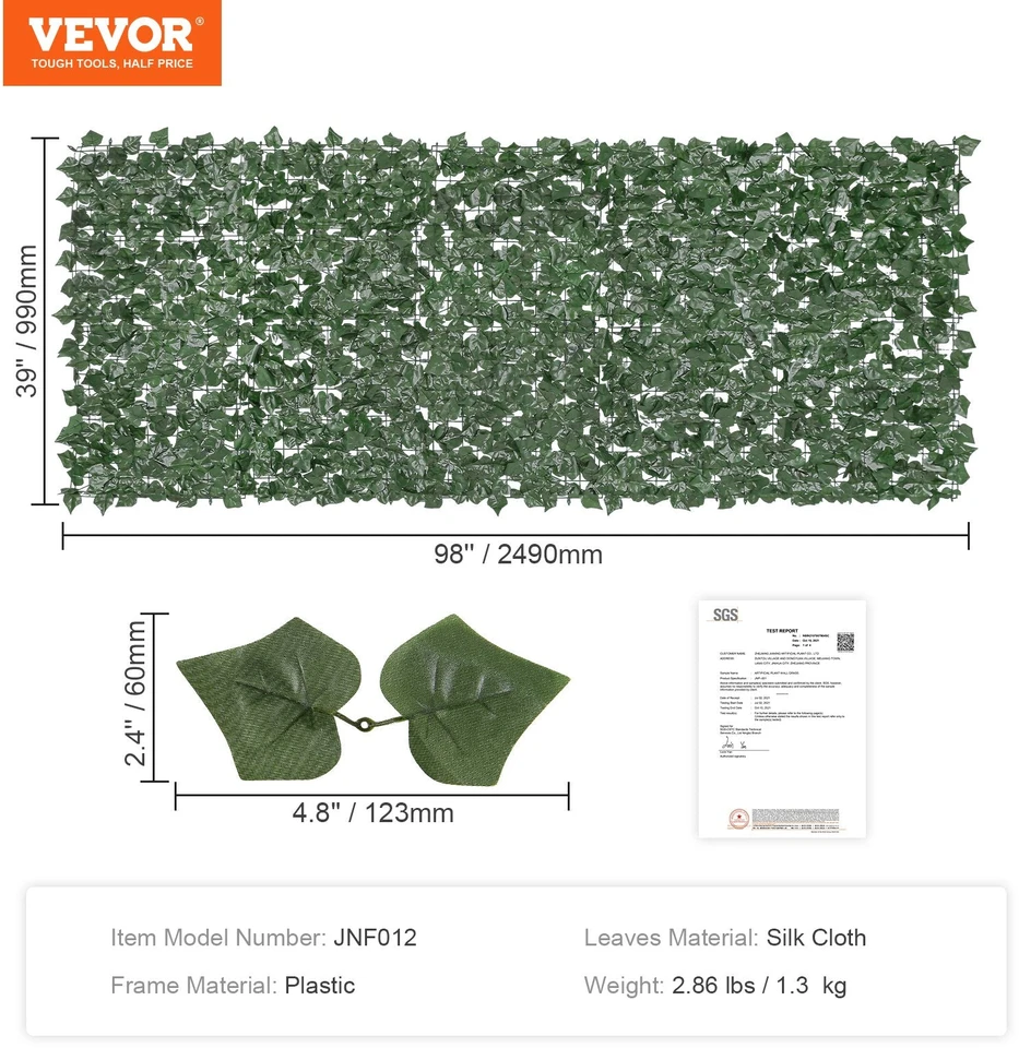 Vevor Dirbtinė gebenės privatumo tvora, 1 x 2,5 m