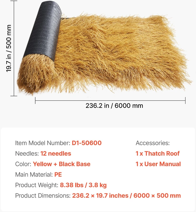 VEVOR Nendrinis stogo ritinys 0.5 x 6 m