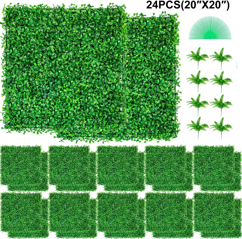 VEVOR Dirbtinės buksmedžio sienelės 24 vienetai 50x50 cm
