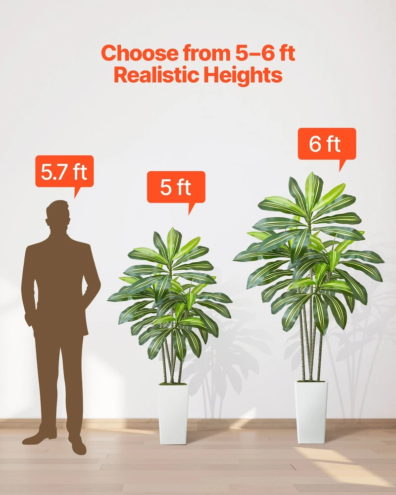 VEVOR Dirbtinė Dracena su baltu vazonu