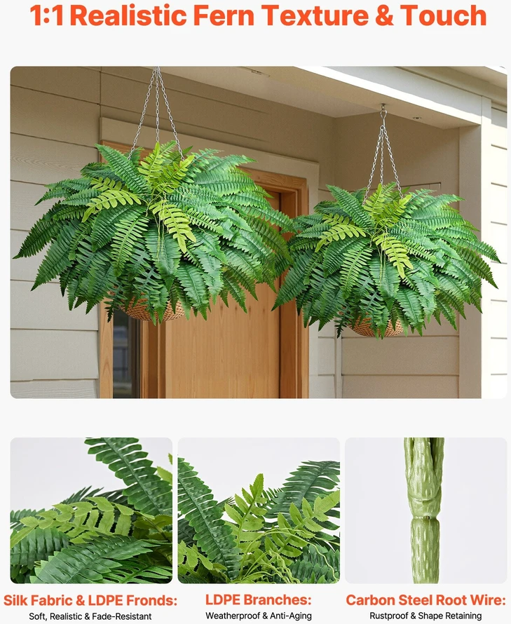 Vevor Dirbtinis Boston papartis 127 cm su 96 šakomis