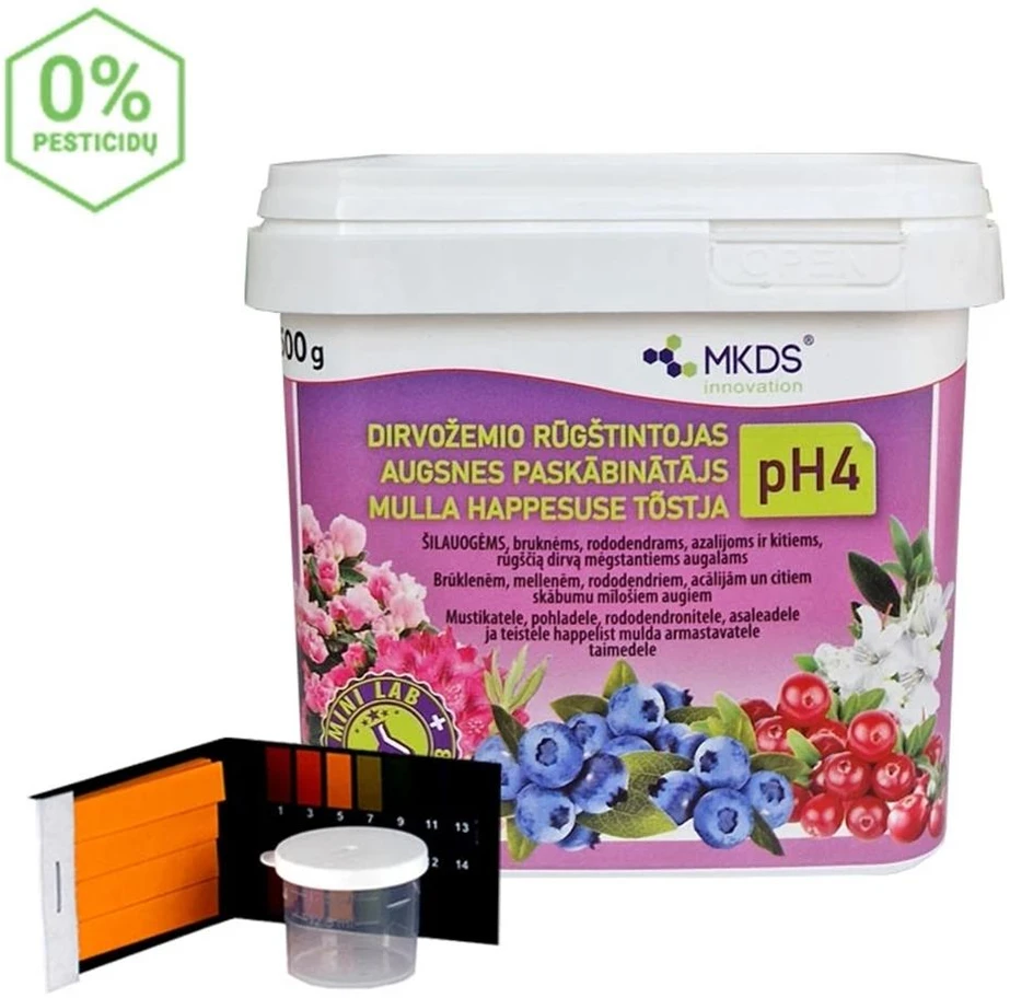 Mkds Dirvožemio rūgštintojas ph4 su mini laboratorija, 500g