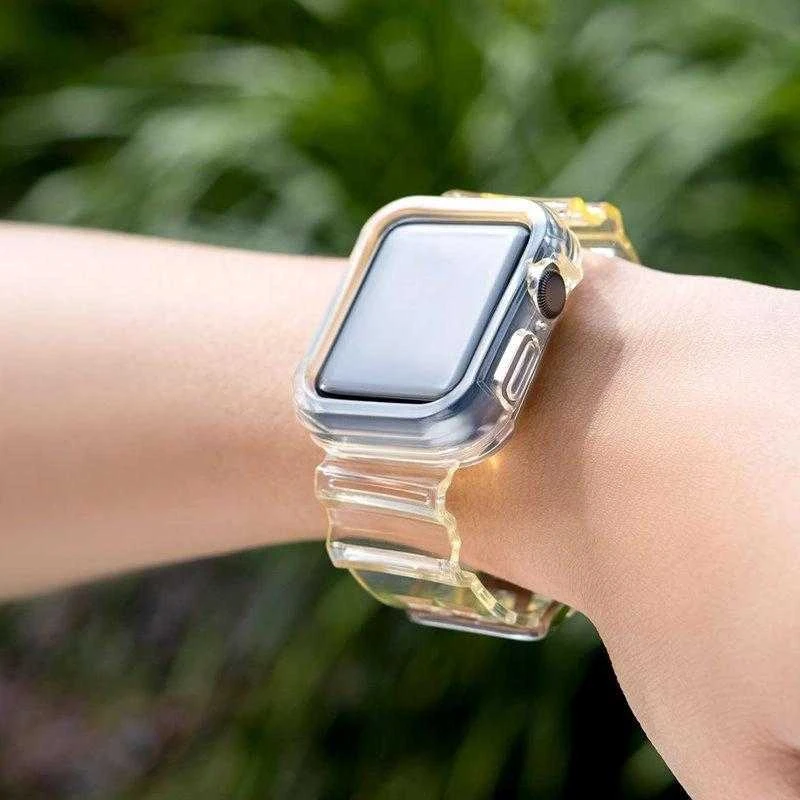 Hurtel Silikoninė apyrankė Bracelet Case Strap Light Set for Apple Watch 42mm – geltonos spalvos