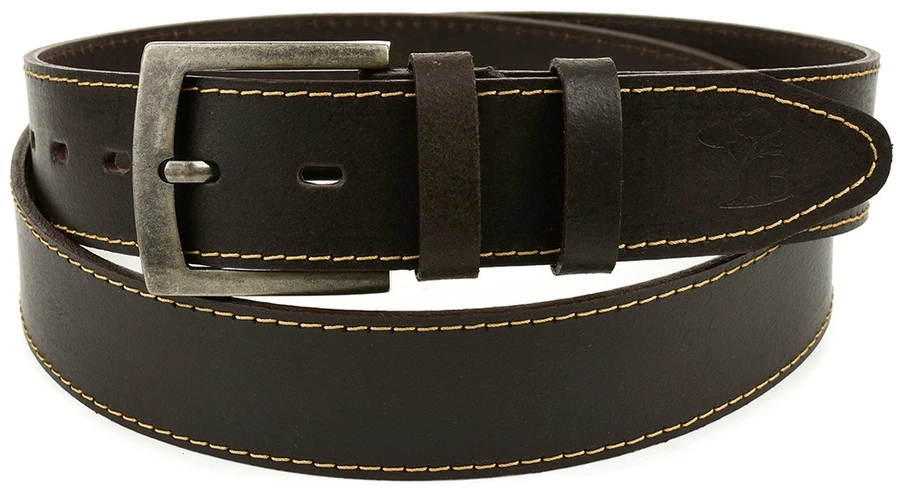 Dirželis męski skórzany klamra 4 cm ciemny bąz BELTIMORE A35