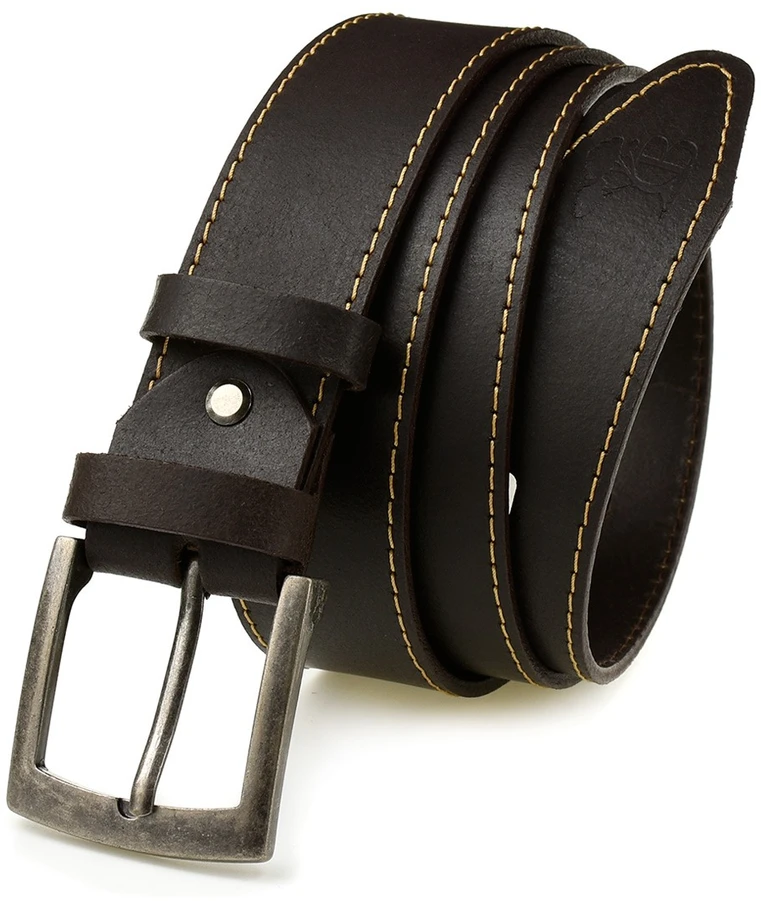 Dirželis męski skórzany klamra 4 cm ciemny bąz BELTIMORE A35