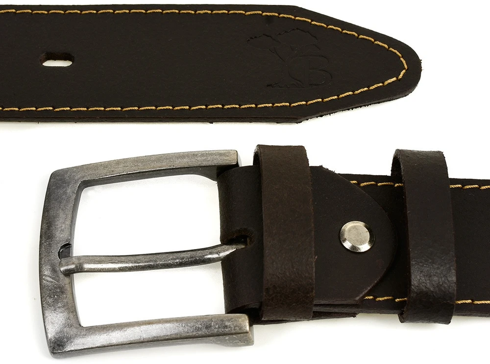Dirželis męski skórzany klamra 4 cm ciemny bąz BELTIMORE A35