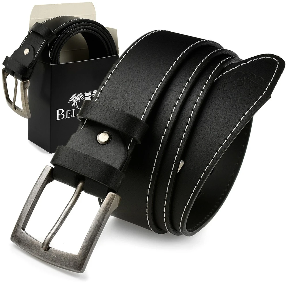 Dirželis męski skórzany klamra 4 cm juoda BELTIMORE A31