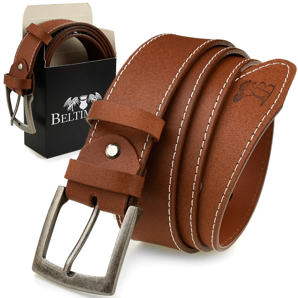 Dirželis męski skórzany klamra 4 cm ruda BELTIMORE A34