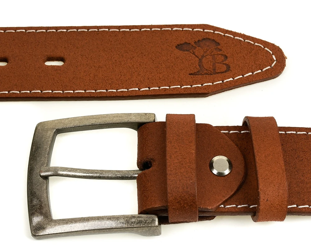Dirželis męski skórzany klamra 4 cm ruda BELTIMORE A34