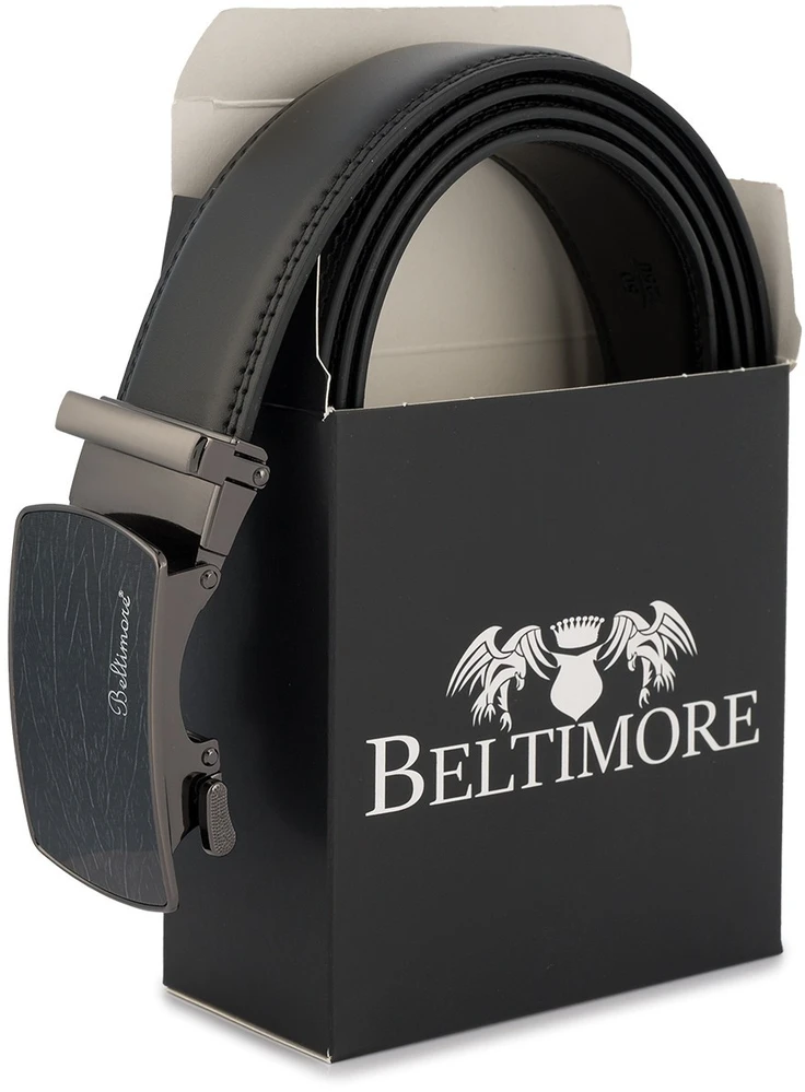 Dirželis męski skórzany klamra automatinė juoda Beltimore A45