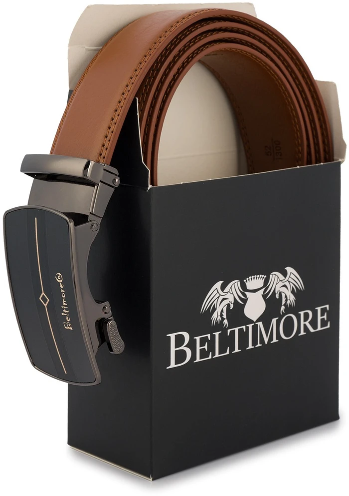 Dirželis męski skórzany klamra automatinė ruda Beltimore A43