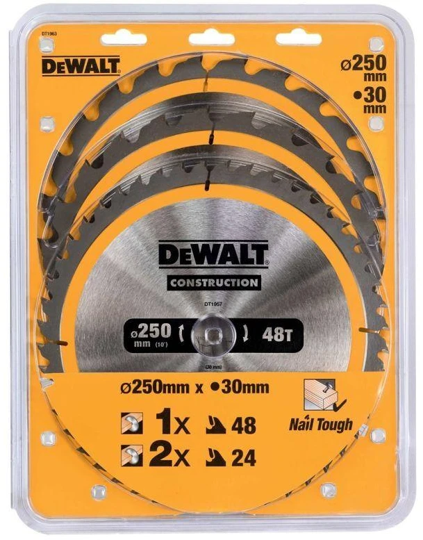 DEWALT diskinis pjūklas EX KPL. 3 vnt 250 mm 2x24z, 1x48z DT1963