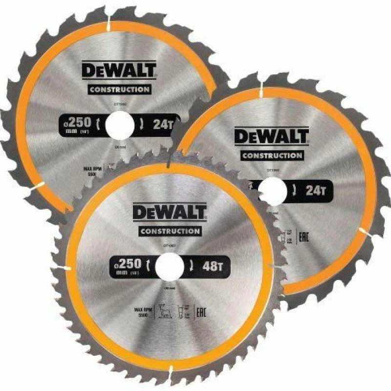 DEWALT diskinis pjūklas EX KPL. 3 vnt 250 mm 2x24z, 1x48z DT1963