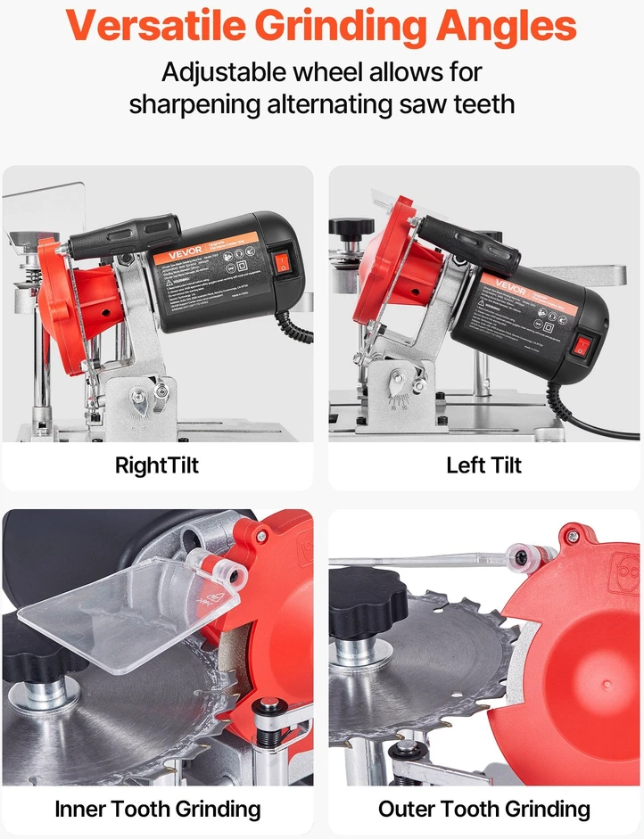 VEVOR Diskinio pjūklo ašmenų galąstuvas, 140W 5700RPM