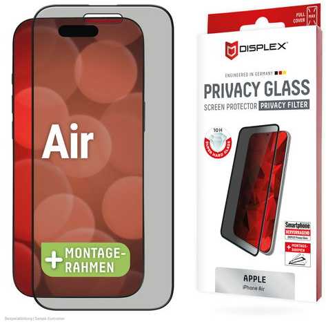„Apple iPhone Air“ ekrano apsauginis stiklas, pilnai apsaugotas „Displex Juodas“