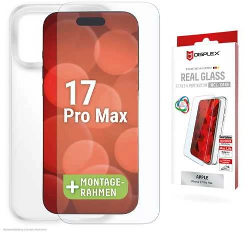 Apple iPhone 17 Pro Max tikro ekrano stiklas + dėklas, pagamintas „Displex“, skaidrus