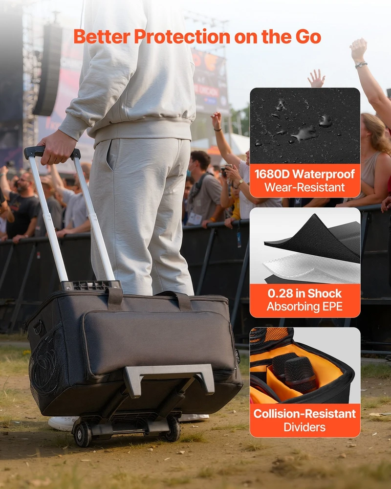 VEVOR Riedanti DJ kabelių kuprinė su ratais
