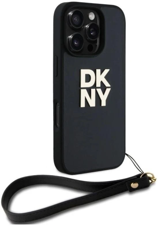 DKNY DKHCP16XPBSWSK Apple iPhone 16 Pro Max 6.9" dėklas telefonui juodos spalvos Wrist Strap Stock Logo