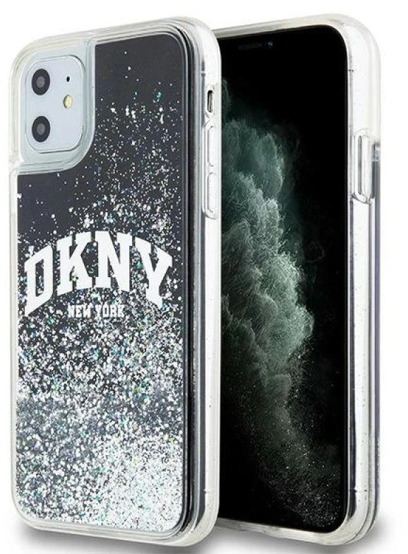 Apple iPhone 11 DKNY dėklas Liquid Glitter Big Logo (DKHCN61LBNAEK) juodos spalvos