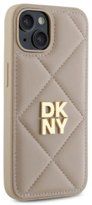 Dėklas DKNY DKHCP14SPQDSLE Apple iPhone 14 6.1" smėlio spalvos su dygsniuotu logotipu