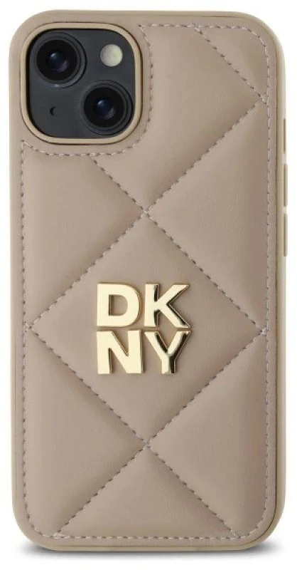 Dėklas DKNY DKHCP14SPQDSLE Apple iPhone 14 6.1" smėlio spalvos su dygsniuotu logotipu