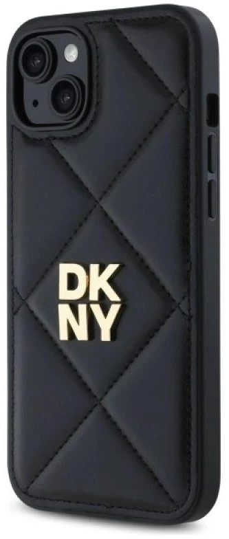 Dėklas DKNY DKHCP15MPQDSLK Apple iPhone 15 Plus 6.7″ juodos spalvos Quilted Stack Logo