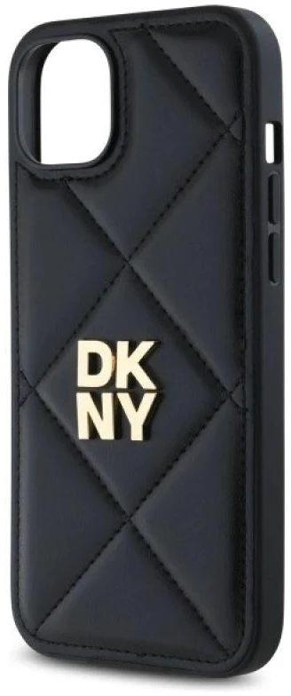 Dėklas DKNY DKHCP15MPQDSLK Apple iPhone 15 Plus 6.7″ juodos spalvos Quilted Stack Logo