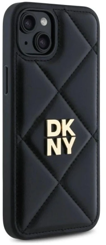 Dėklas DKNY DKHCP15MPQDSLK Apple iPhone 15 Plus 6.7″ juodos spalvos Quilted Stack Logo