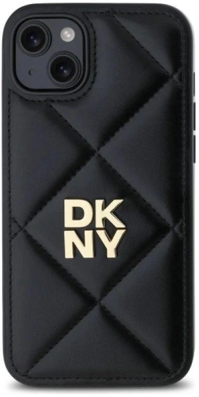 Dėklas DKNY DKHCP15MPQDSLK Apple iPhone 15 Plus 6.7″ juodos spalvos Quilted Stack Logo