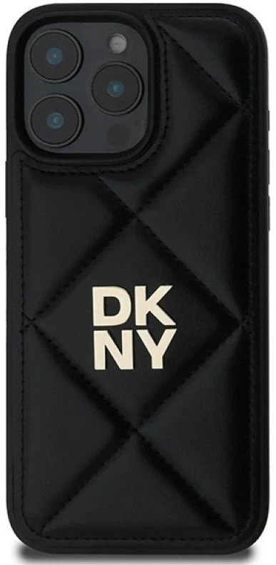 Dėklas DKNY DKHCP16LPQDSLK Apple iPhone 16 Pro 6.3″ juodos spalvos Quilted Stack Logo