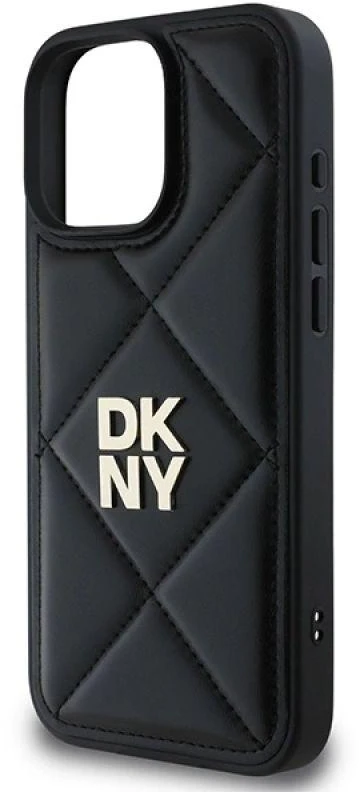 Dėklas DKNY DKHCP16LPQDSLK Apple iPhone 16 Pro 6.3″ juodos spalvos Quilted Stack Logo