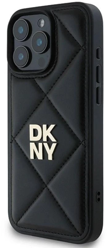 Dėklas DKNY DKHCP16LPQDSLK Apple iPhone 16 Pro 6.3″ juodos spalvos Quilted Stack Logo