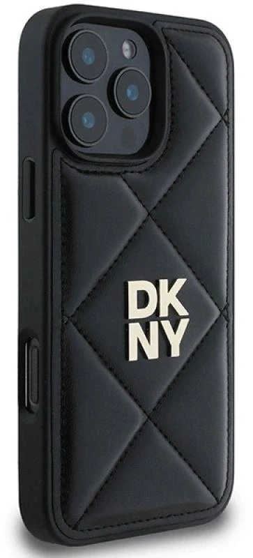 Dėklas DKNY DKHCP16LPQDSLK Apple iPhone 16 Pro 6.3″ juodos spalvos Quilted Stack Logo