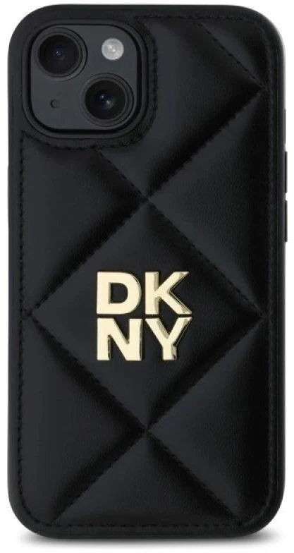 Dėklas DKNY DKHCP14SPQDSLK Apple iPhone 14 6.1″ juodos spalvos Quilted Stack Logo
