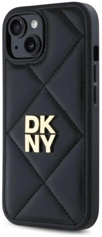 Dėklas DKNY DKHCP14SPQDSLK Apple iPhone 14 6.1″ juodos spalvos Quilted Stack Logo