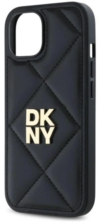 Dėklas DKNY DKHCP14SPQDSLK Apple iPhone 14 6.1″ juodos spalvos Quilted Stack Logo