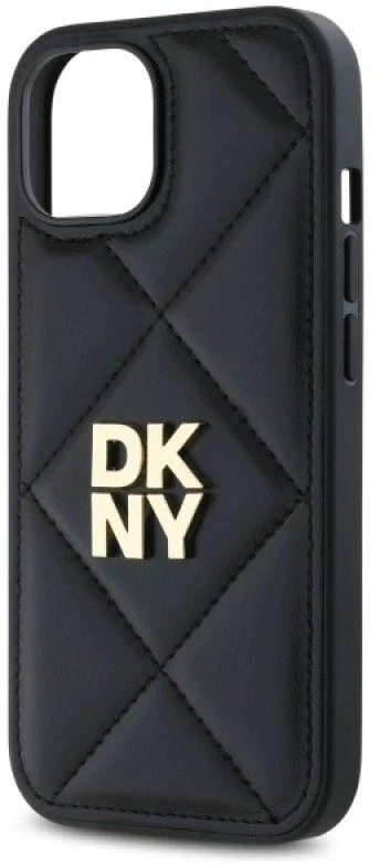 Dėklas DKNY DKHCP15SPQDSLK Apple iPhone 15 6.1″ juodos spalvos Quilted Stack Logo