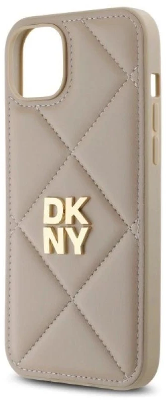 Dėklas DKNY DKHCP15MPQDSLE Apple iPhone 15 Plus 6.7" smėlio spalvos dygsniuotas stulpelių logotipas