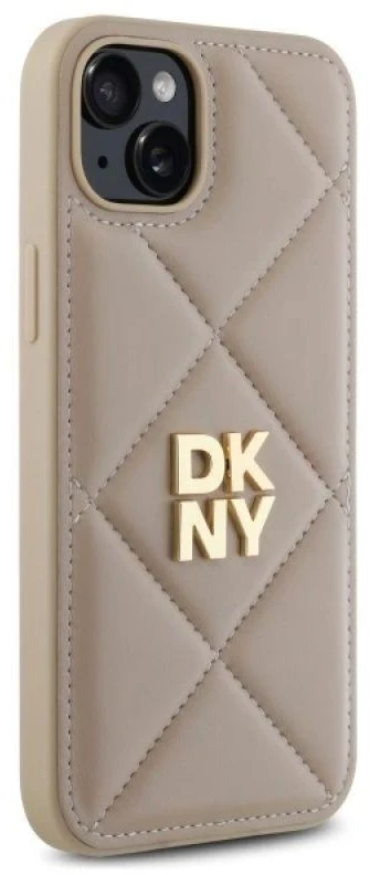 Dėklas DKNY DKHCP15MPQDSLE Apple iPhone 15 Plus 6.7" smėlio spalvos dygsniuotas stulpelių logotipas