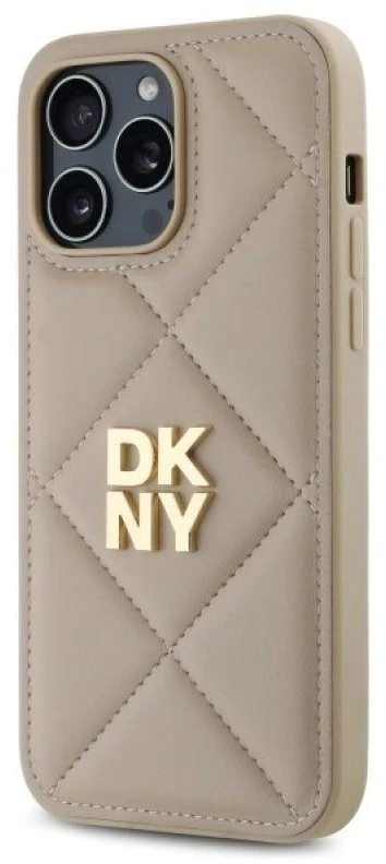Dėklas DKNY DKHCP14XPQDSLE Apple iPhone 14 Pro Max 6.7" smėlio spalvos dygsniuotas „Quited Stack Logo“