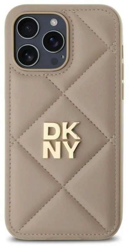 Dėklas DKNY DKHCP14XPQDSLE Apple iPhone 14 Pro Max 6.7" smėlio spalvos dygsniuotas „Quited Stack Logo“